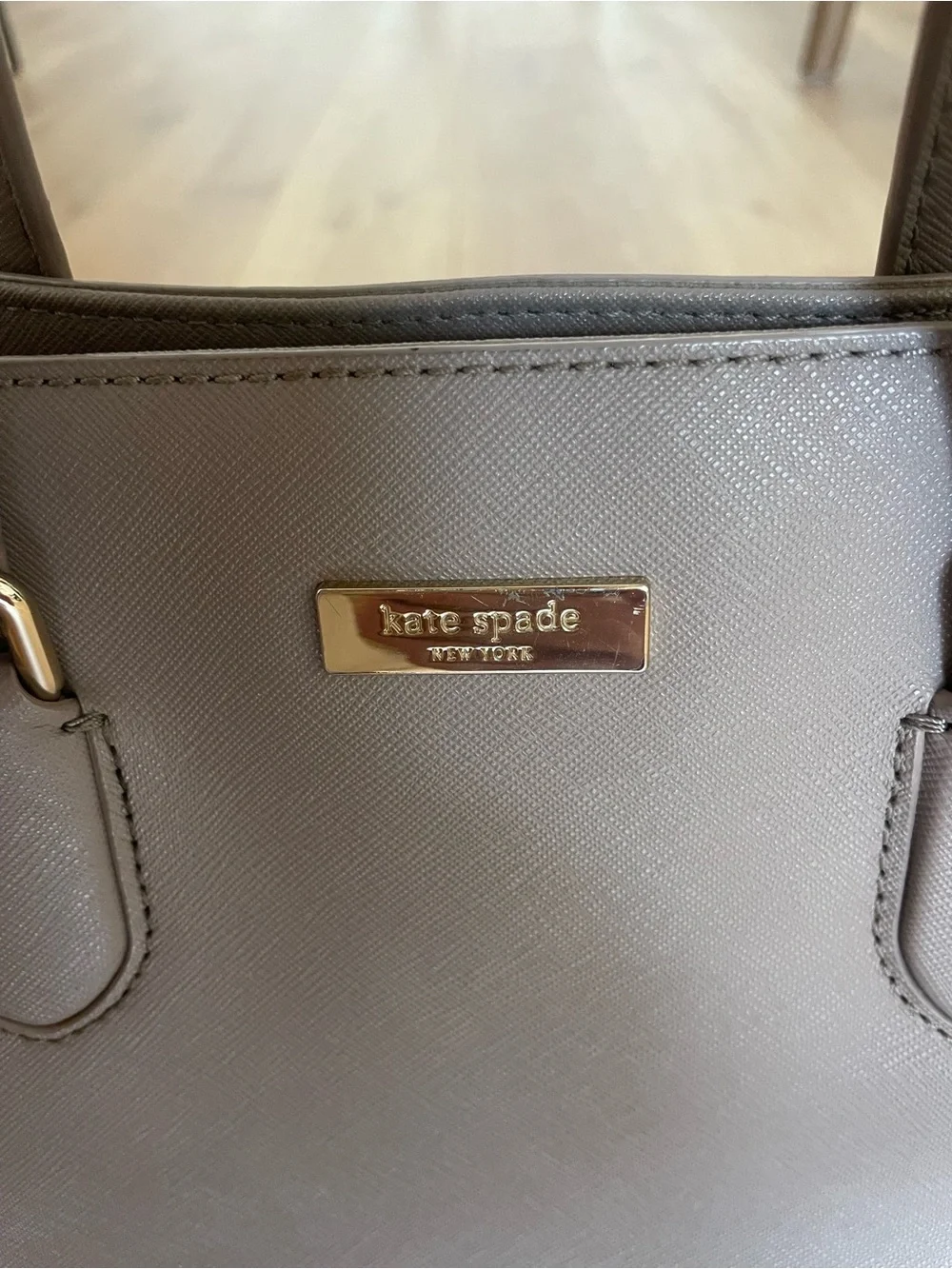 kate spade Light Taupe Structured Medium Tote with Removable Strap